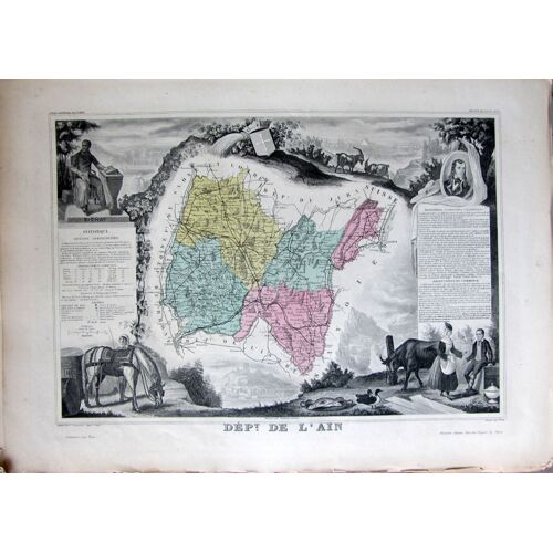 Carte Département De L' Ain 01 Gravure Levasseur Atlas 1861