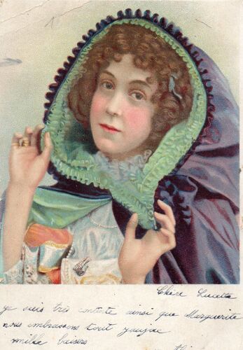 Cpa - Portrait De Femme - Adressee A Une Lucie De L'ecole Laïque De Jaujac Ardeche En 1902