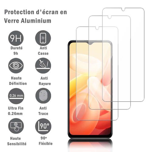 3 Films Protection d'écran en verre d'aluminium super résistant 9H Pour Vivo Y76 5G/ Vivo Y76s 5G 6.58", définition HD, anti-rayures, anti-empreintes digitales