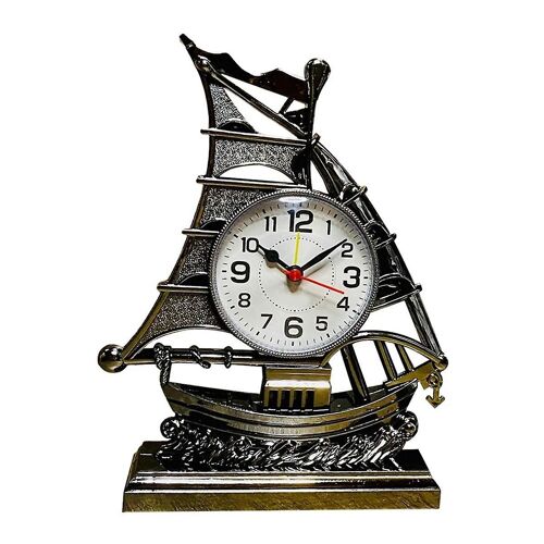 Clock Alarm Sailboat Table Vintage Retro Model Ornament Nautical Desk Clocks Boat Figure Silent Bed