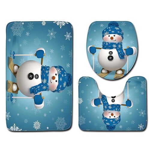 3 Pcs Bathroom Rug Mats Set With Contour Mat Toilet Lid Cover Pattern Pedestal Mat Non Bath Mat For