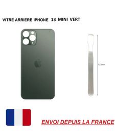 Vitre Arrière Compatible Iphone 13 Mini Vert En Verre, Cache Batterie Double Face Adhésif, Lame De Démontage