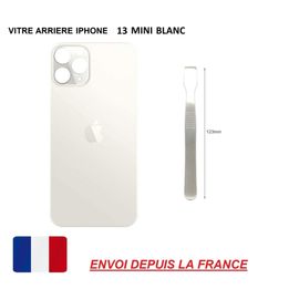 Vitre Arrière Compatible Iphone 13 Mini Blanc En Verre, Cache Batterie Double Face Adhésif, Lame De Démontage