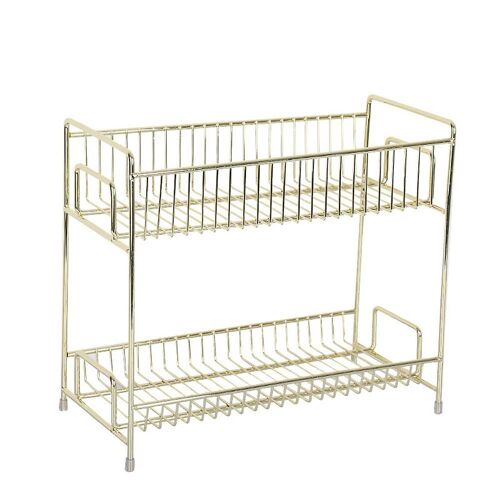Nordic Gold Double-Layer Jewelry Rack, Bathroom Iron Art Cosmetics Storage Rack, Multi-Layer Kitche