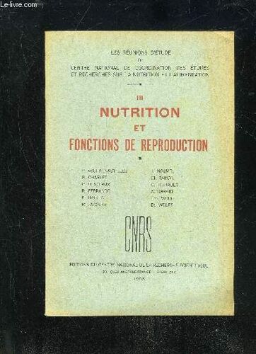 Nutrition Et Fonctions De Reproduction