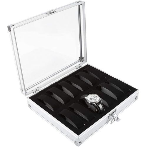 Boîte À Montre, Présentoir À Montre, Coffret De Montre En Aluminium Avec 6/12 Compartiments Pour Montre Bijoux (12 Compartiments)