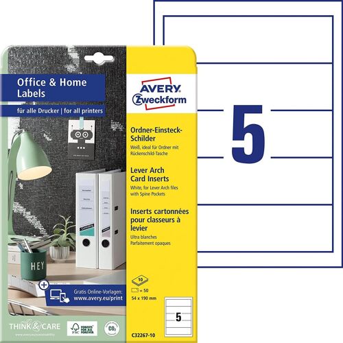 Avery Zweckform Etiquettes D'insertion Pour Dos De Classeur