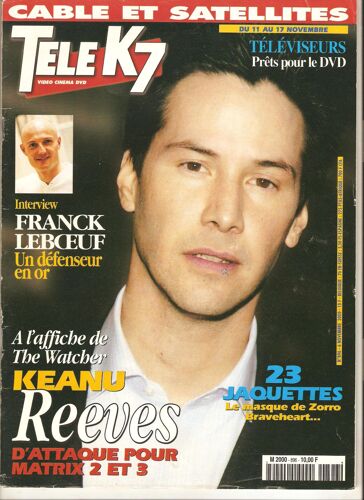 Tele K7 896 Toni Collette 1 Page / Maggie Cheung 1/2p / Star Wars 1p / Bigard 1/2p / Castaignede Rugby 1p / Jonathan Lipnicki 1p / Keanu Reeves 1 Page / Leboeuf 1 P / Arnaud Gidoin 1p / Patrick Mcgoohan Le Prisonnier 1 Page / Anastacia 1 Page 896