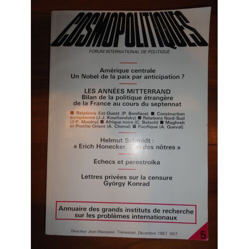 Cosmopolitiques N°3, Mai 1987