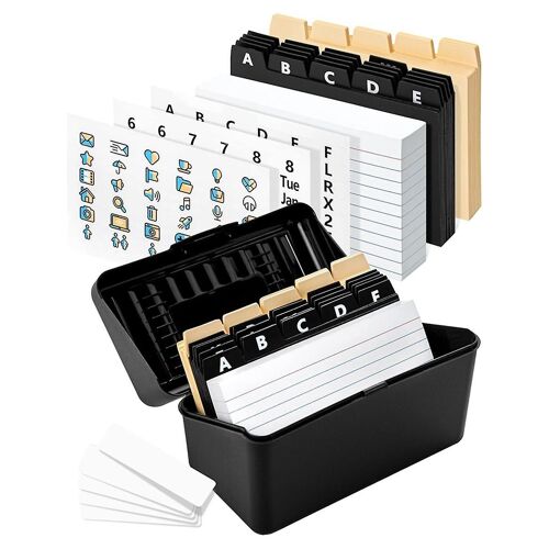 Ensemble De Porte-Cartes D'index 3x5inch - Boîte De Recettes De Cartes D'index Robuste Avec Séparateurs De Cartes Lignées Et De Bâton