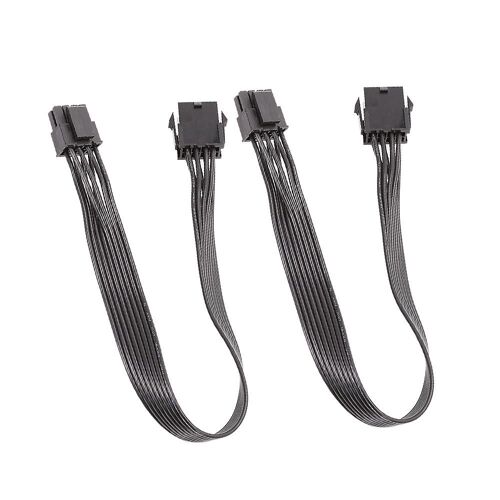 2Pcs Computer Cable CPU 8Pin to 4+4 Pin Power Supply Extension Cable Cord Lead Sleeve Black 30cm