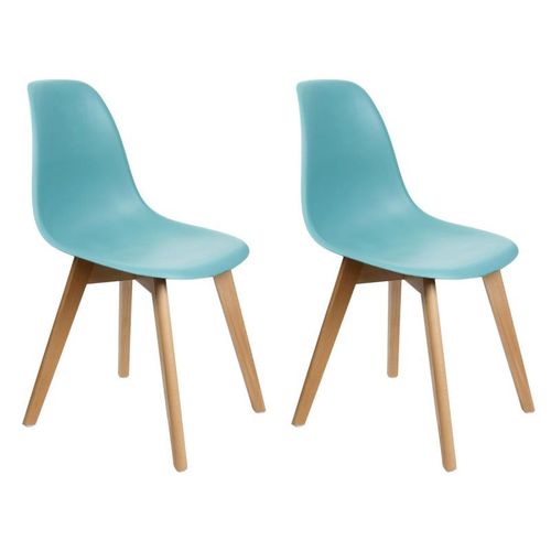 Paris Prix - Lot De 2 Chaises Scandinave "Coquil" 82cm Bleu
