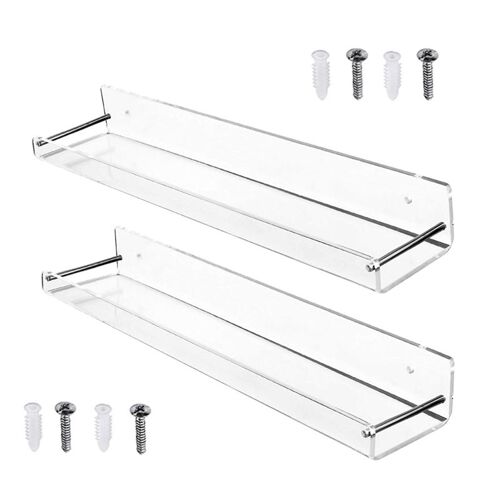 Étagères Flottantes En Acrylique Transparent, Support Mural, Salle De Bain, Salon, Cuisine, Présentoir En Forme De L, Étagère D'organisation Avec Vis