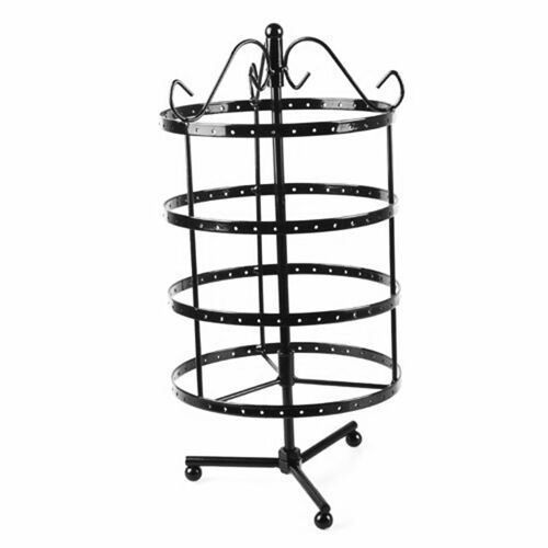 Présentoir À Bijoux Rond Rotatif En Métal Noir, Support De Rangement Pour Boucles D'oreilles, 144 Trous