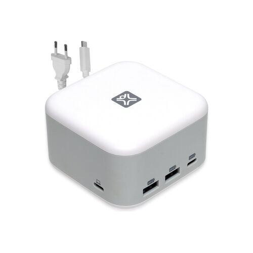 XtremeMac X-Cube PRO - Adaptateur secteur - 6 en 1 - 130 Watt - PD, SuperSpeed - 6 connecteurs de sortie (USB, USB-C, HDMI, RJ-45, USB-C 24 broches (100 Watt passthrough)) - sur le câble : USB-C