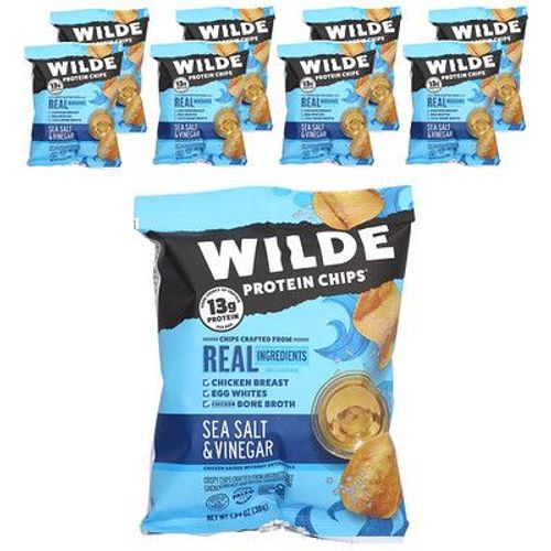 Wilde Brands Chips Protéinées, Sel De Mer Et Vinaigre, 8 Sachets, 38 G Chacun