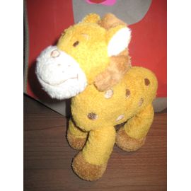 Doudou Lion Girafe Marron À Pois Natalys 22 Cm