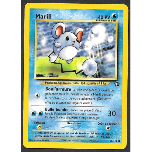 Carte Pokémon Marill 66/111 - Neo Genesis Wizards (Fr)