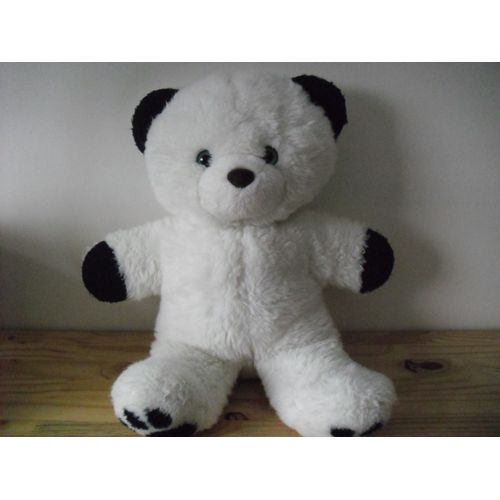 Vintage Peluche Ours Blanc Et Noir Nounours