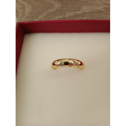 Bague Ajustable Dorée En Plaquage Or Un Micron Et Oxyde De Zirconium Blanc