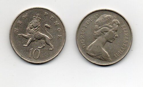 Angleterre New 10 Pence 1969 Elisabeth Ii Cupronickel