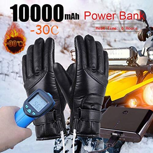 Gants Chauffants Usb En Cuir, Imperméables, Pour L'extérieur, Avec Chauffage Électrique Pour Écran Tactile, Pour La Randonnée, Le Ski Et La Pêche
