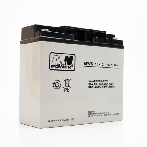 NIB NIB-ACC1812 ACC1812 Batterie au gel MW 18-12S 12V / 18Ah, Gris/Noir, 18,1 x 16,7 x 7,7 cm