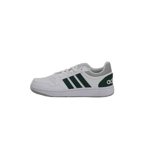 Chaussures Basses Cuir Ou Simili Adidas Hoops 3.0 K Blanc