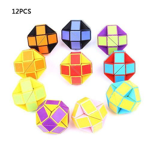 Ensemble De 12 Règles Magiques 3d Colorées, 24 Segments, Serpent Torsadé Cube, Jeu De Puzzle, Jouets Éducatifs D'Apprentissage Pour Enfants, Couleur Aléatoire