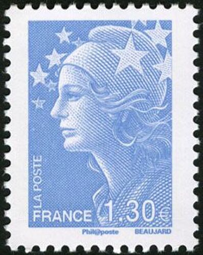 France 2009, Très Beau Timbre Neuf** Luxe Yvert 4344, Marianne De Beaujard 1.30 Euros Bleu Clair.