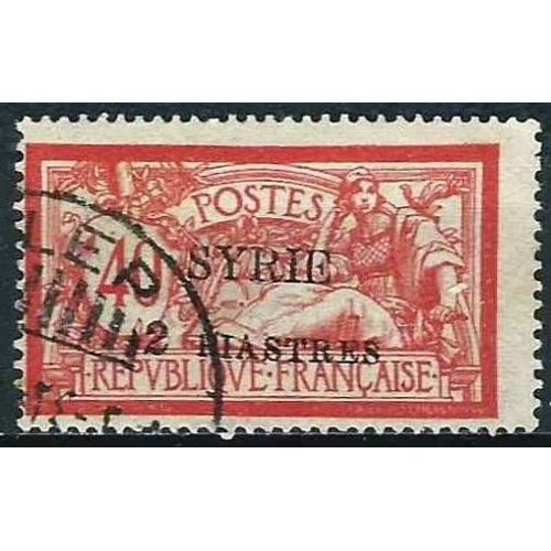 Syrie, Occupation Française 1924, Beau Timbre Yvert 114, Type Merson 40c. Rouge Et Bleu Surchargé "Syrie 2 Piastres", Oblitéré, Tbe -