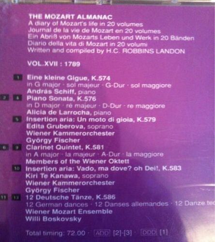 The Mozart Almanach Vol Xvii 1789 : Andras Schiff Edita Gruberova Alicia De Larrocha Kiri Te Kanawa Wiener Kammerorchester Dir Gyorgy Fischer Wiener Mozart Ensemble Dir Willy Boskovsky