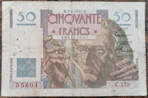 Billet 50 Francs Le Verrier 7 - 6 - 1951 France C.179