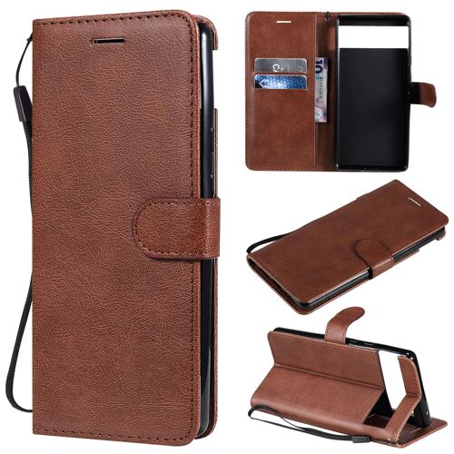 Coque Pour Google Pixel 6,Portefeuille Etui Housse En Cuir Protection Avec Porte Cartes,Antichoc Etui A Rabat Pochette Pour Google Pixel 6,Marron