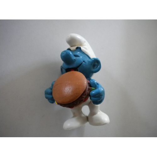 Schtroumpf hamburger + emblem Figurine Collection Schtroumpfs Smurf Schtroumpfette
