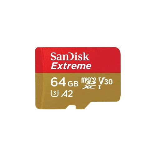 SanDisk Extreme Plus - Carte mémoire flash (adaptateur microSDXC vers SD inclus(e)) - 64 Go - A2 / Video Class V30 / UHS-I U3 / Class10 - microSDXC UHS-I