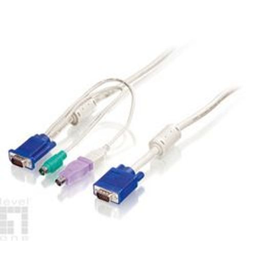 LevelOne ACC-2103 - Câble clavier / vidéo / souris (KVM) - HD-15 (VGA) (M) pour USB, PS/2, HD-15 (VGA) (M) - 5 m - vis moletées - pour ViewCon KVM-0830, KVM-0831 Combo KVM Switch, KVM-1630...
