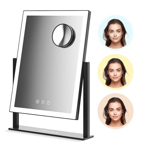 Mirlux Miroir de Maquillage Hollywood avec éclairage - Lumière LED à Intensité Variable - 44x33cm - Blanc