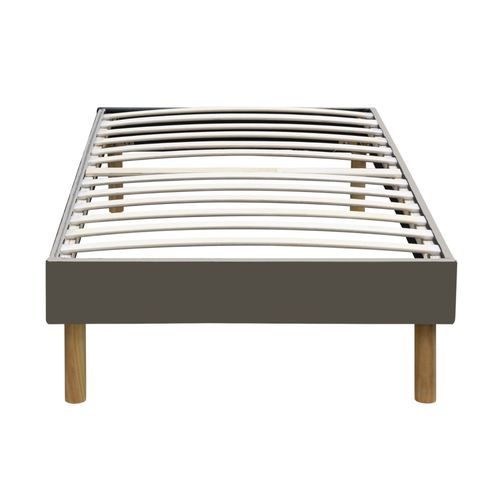 Mina - Solide Et Confortable Sommier Tapissier Gris + Pieds En 20 Cm Pour Matelas En 80x190 - 13 Lattes - Montage Rapide Et Facile - Revetement Microfibre Facile D'entretien