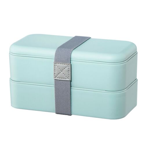 Boîte Bento, 2 Lunch Boxes Empilables, 500ml Par Compart., Bleu Pastel