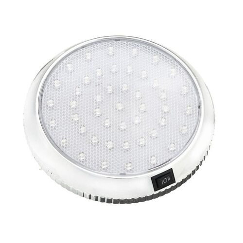 Chrom 2 Pièces 12v 46 Led Voiture Ronde Plafond Dôme Toit Lumière Intérieure Lampe Interrupteur Marche/Arrêt Pour Camping Car Caravane Camping Car Bateau Rv Van