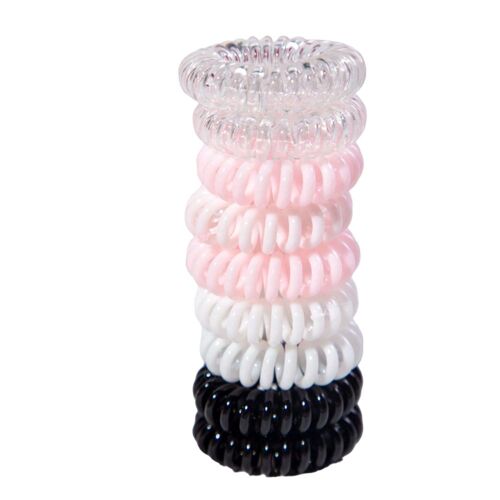 Cosmé'chic - 9 Élastiques En Spirale - Transparent - Rose - Blanc - Noir 
