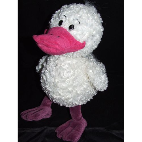 Canard Anna Club Plush Doudou Blanc Pied Mauve Bec Rose Peluche De 30 Cm