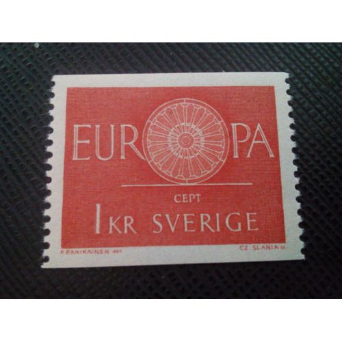 Timbre Suede Yt 455 Europa (C.E.P.T.) - Emblème De La Conférence 1960 ( 50105 )