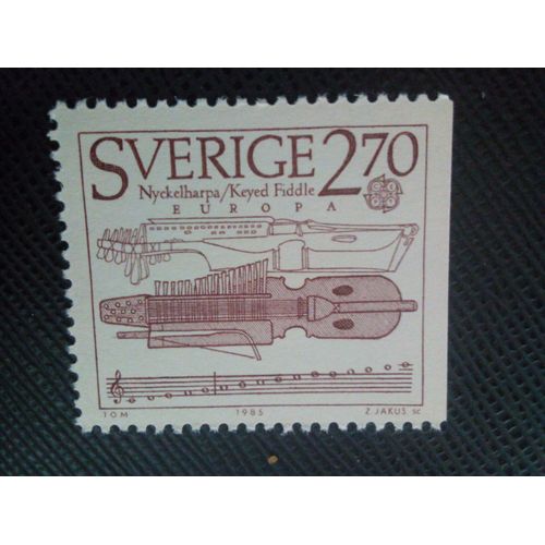 Timbre Suede Yt 1311 Europa (C.E.P.T.) - Année Européenne De La Musique - Violon 1985 ( 50105 )