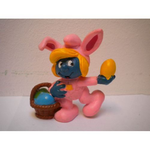 Schtroumpfette Lapin De Pâques ¿Uf Rare Figurine Collection Les Schtroumpfs Smurf Schtroumpfette