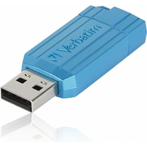 VERBATIM USB DRIVE 2.0 PINSTRIPE 128GB STORE?N? GO CARIBBEAN BLUE