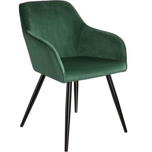 Chaise Marilyn Effet Velours Style Scandinave - Vert Foncé/Noir
