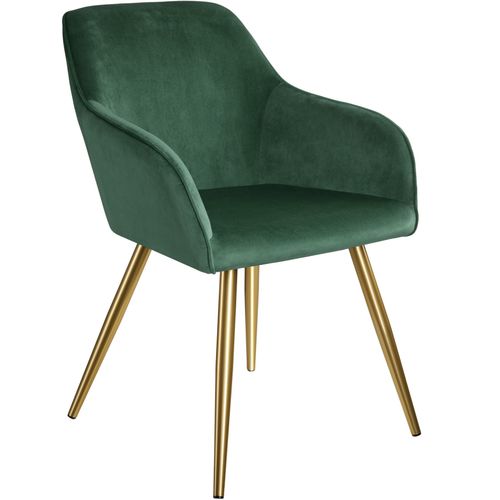 Chaise Marilyn Effet Velours Style Scandinave - Vert Fonc?/Or