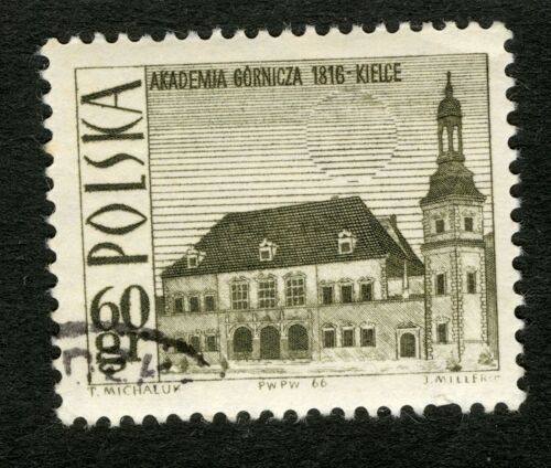 Timbre Oblitéré Polska, Akademia Gornicza, 1816 Kielce, Michaluk, Miller, 1966, 60 Gr